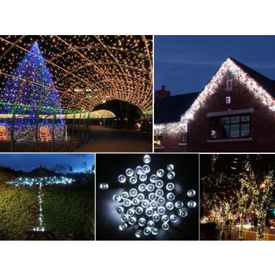 100 LED Lights Solar Outdoor String Lights 13M - WHITE