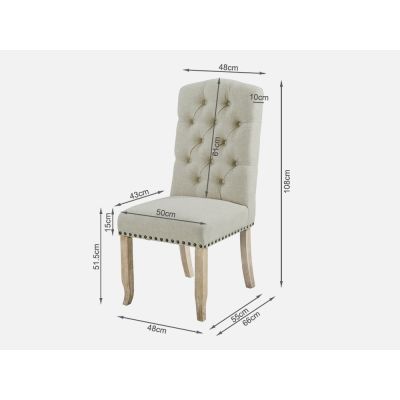 LAYLA 2PCS Upholstered Dining Chair - BEIGE