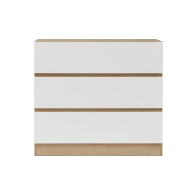 HARRIS Wooden Tallboy 3 Drawers - OAK + WHITE