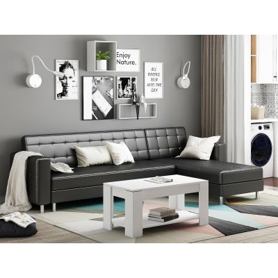 Minnesota 5 Seater Sofa Bed Futon with Chaise - Black