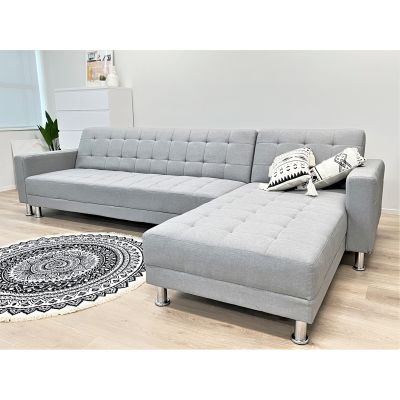 Minnesota 5 Seater Sofa Bed Futon with Chaise - Grey