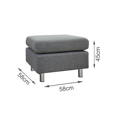 Seattle 3-Seater Fabric Sofa Couch with Chaise - Dark Grey