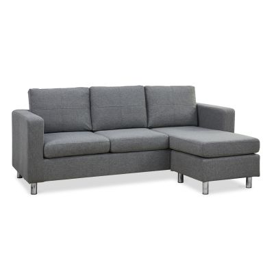 Seattle 3-Seater Fabric Sofa Couch with Chaise - Dark Grey