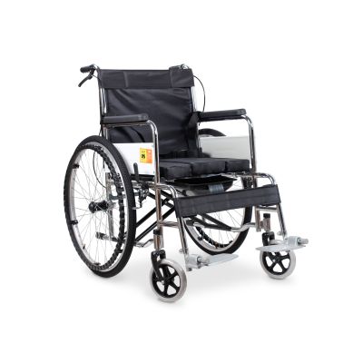 Self-Propelled Wheelchair with Toilet - Black