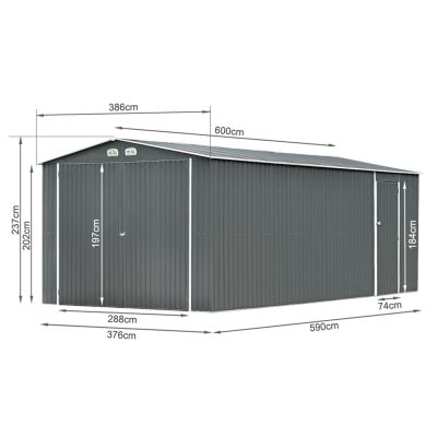 Toughout Car Garage Workshop 6m x 3.86m x 2.37m