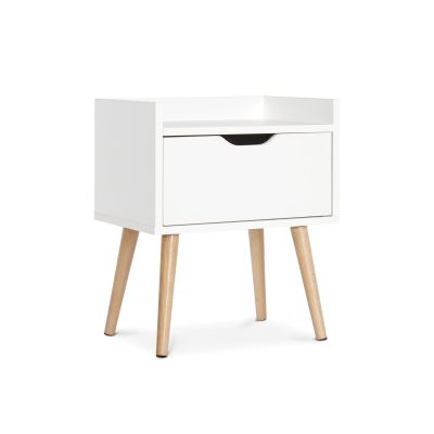 TOMI Bedside Table Nightstand - WHITE