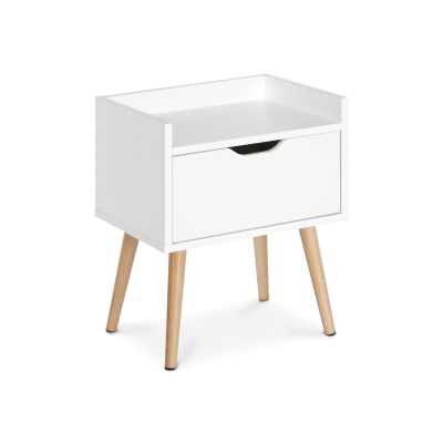 TOMI Bedside Table Nightstand - WHITE