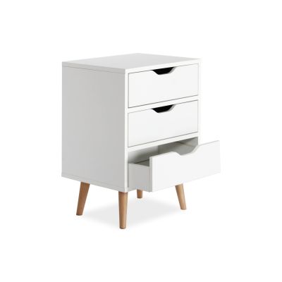DREW Bedside Table Nightstand - WHITE
