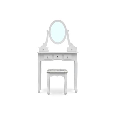ANEMONE 5 Drawers Dressing Table with Rotating Mirror Set 2PCS - WHITE