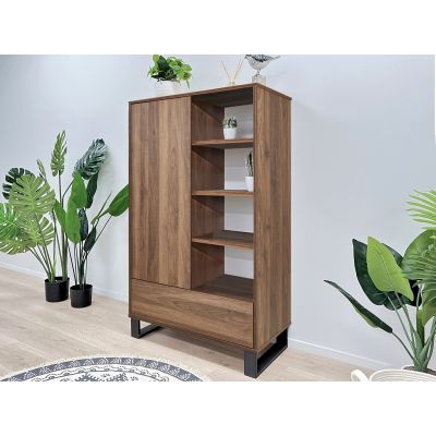 Frohna Bookshelf Cabinet with Drawer - Walnut