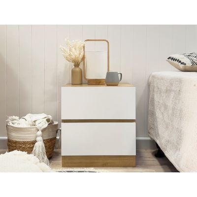Harris Bedside Table - Oak + White