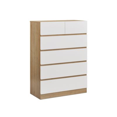 Harris 6 Drawers Tallboy - Oak + White