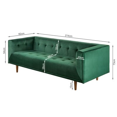 Manarola 3 Seater Sofa - Green