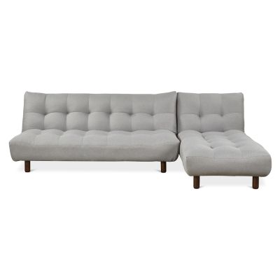 Helena 3 Seater Fabric Sofa Bed Futon with Chaise - Light Grey