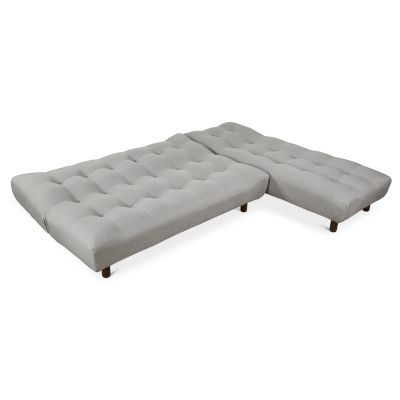 Helena 3 Seater Fabric Sofa Bed Futon with Chaise - Light Grey