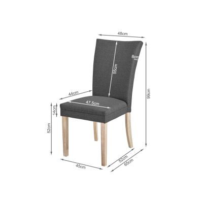 Grace Upholstered Dining Chair - Set of 2 - Dark Grey