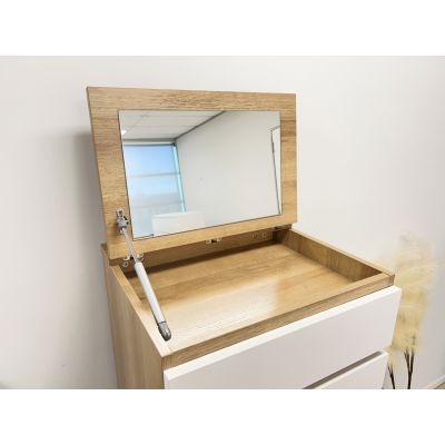 Harris 6 Drawer Tallboy with Mirror - Oak + White