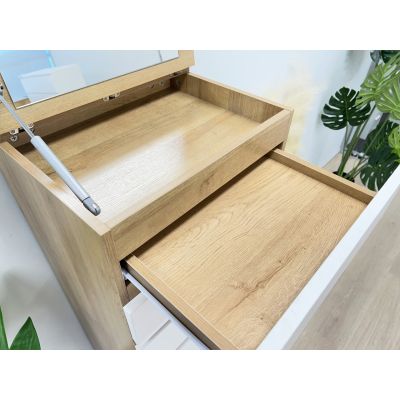 Harris 6 Drawer Tallboy with Mirror - Oak + White