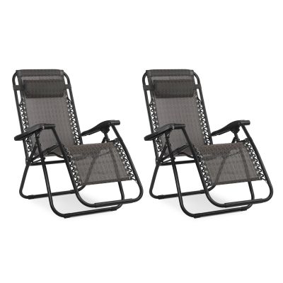 Outdoor Camping Chair Sun Lounger - Set of 2 - Brown