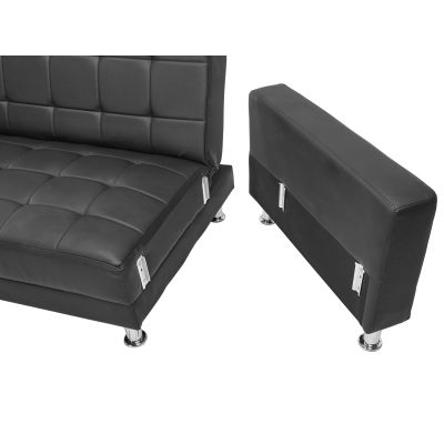 Minnesota 5 Seater Sofa Bed Futon with Chaise - Black