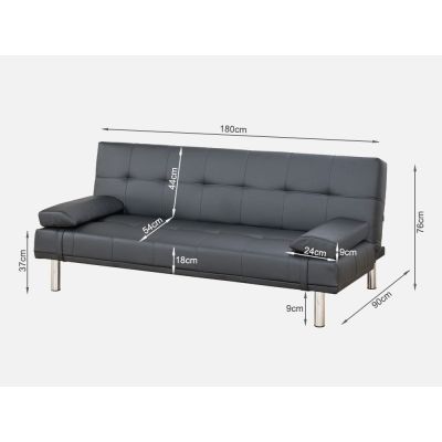 DENVER 3-Seater PU Sofa Bed BLACK