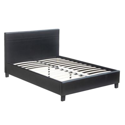 LOGAN Double PU Bed Frame - BLACK