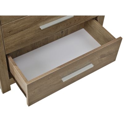 Vicente Wooden Tallboy 5 Drawers - Oak