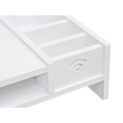 2 Tier Monitor Stand Riser Storage Organizer Shelf - WHITE