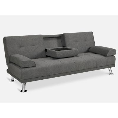 VENICE 3 Seater Sofa bed with Cup Holders - DARK GREY