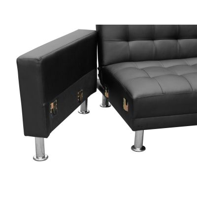 Colorado 3 Seater Sofa Bed Futon with Chaise - Black