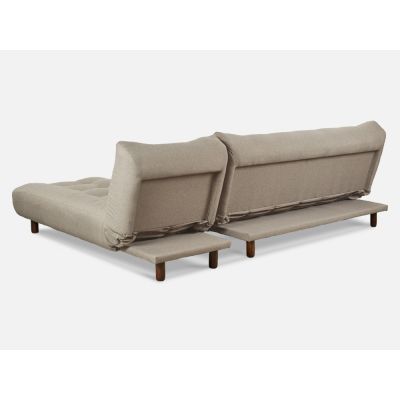 HELENA 3 Seater Fabric Sofa Bed Futon with Chaise - WARM STONE