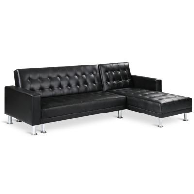 COLORADO 3 Seater Sofa Bed Futon with Chaise - BLACK
