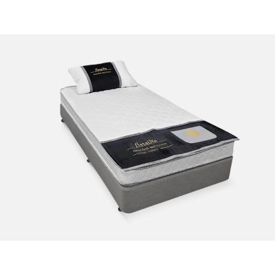 VINSON Fabric Single Bed with Basic Mattress - GREY