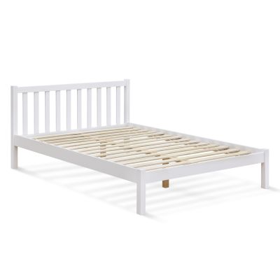 BAKER Double Wooden Bed Frame - WHITE