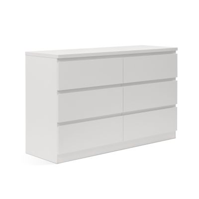 Tongass Wooden Low Boy 6 Drawers - White