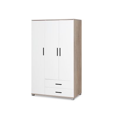 Bram 3 Door Wardrobe with 2 Drawers - Oak + White