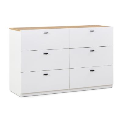 HEKLA Low Boy 6 Drawer Chest Dresser - WHITE