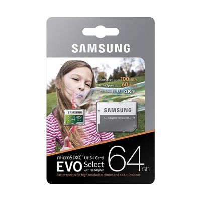 Samsung EVO Select 64GB Micro SD Memory Card - U3 100MB/S
