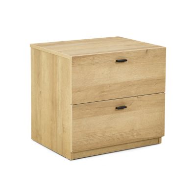HEKLA Wooden Bedside Table Nightstand with 2 Drawers - OAK