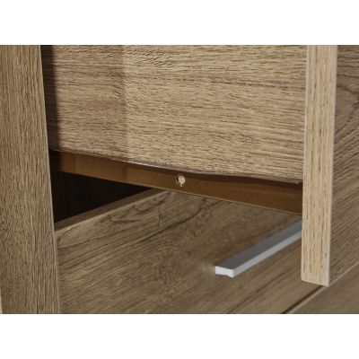 Vicente Wooden Tallboy 5 Drawers - Oak