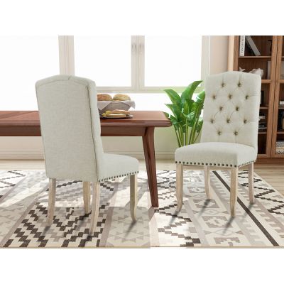 LAYLA 2PCS Upholstered Dining Chair - BEIGE