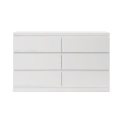 Tongass Wooden Low Boy 6 Drawers - White