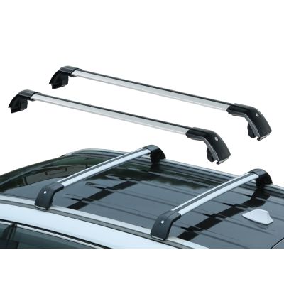 118-122cm Universal Car SUV Flush Rail Roof Rack 2PCS - SILVER