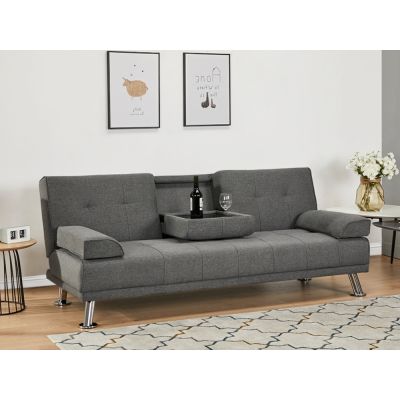 VENICE 3 Seater Sofa bed with Cup Holders - DARK GREY