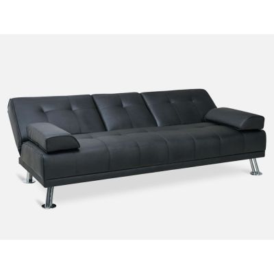 VENICE 3 Seater Sofa bed with Cup Holders - BLACK