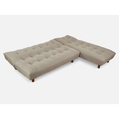 HELENA 3 Seater Fabric Sofa Bed Futon with Chaise - WARM STONE