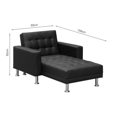 Colorado 3 Seater Sofa Bed Futon with Chaise - Black