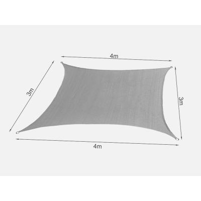 TOUGHOUT Shade Sail Rectangle 3m x 4m - GREY
