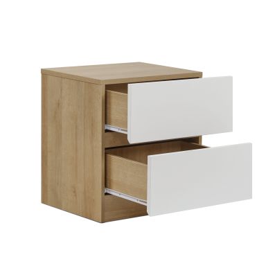 Harris Bedside Table - Oak + White