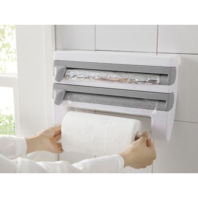 Kitchen Tool 3-in-1 Paper Towel Foil Cling Wrap Dispenser Cutter